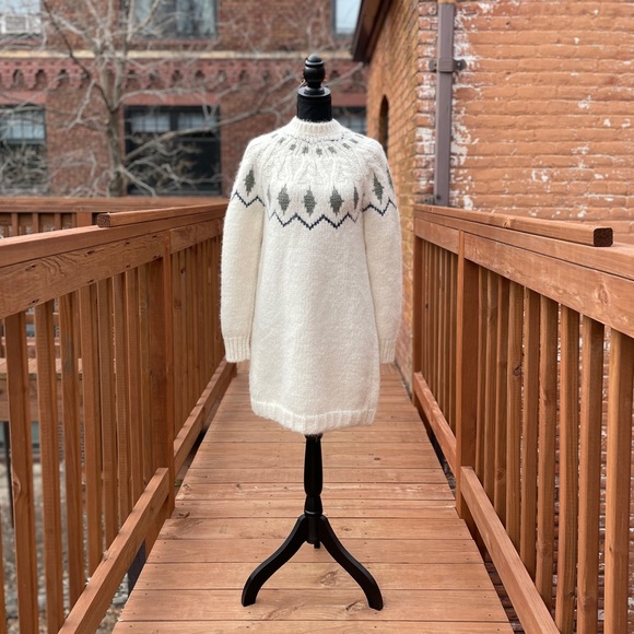 Faherty Fairisle Alpaca Cable Knit Sweater Dress - Picture 7 of 10